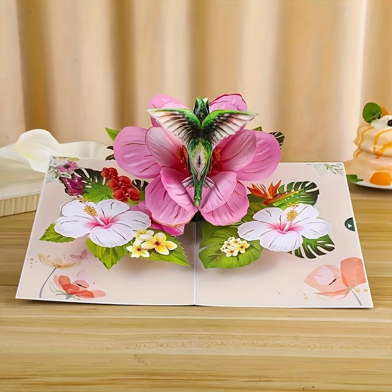 Attractive-Flowers-And-Hummingbird-Pop-up-Card (4)