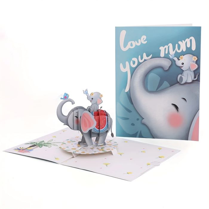 Elephant Mommy and Baby 3D Pop Up Card Elephant Mommy and Baby 3D Pop Up Card