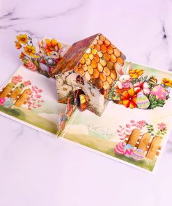 Charming Bunny House 3D Pop-Up Card