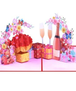 Champagne and Floral 3D Pop-Up Card