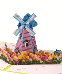 Windmill And Tulip 3D Pop-Up Card