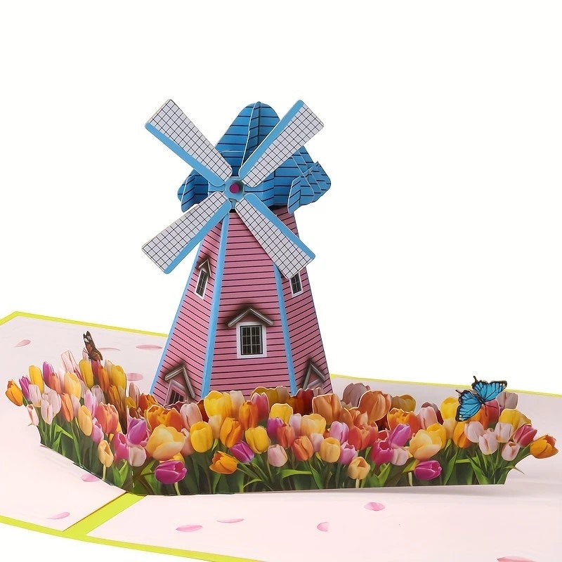 windmill-and-tulip-3d-pop-up-card Windmill And Tulip 3D Pop-Up Card