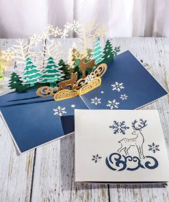 3D Reindeer Winter Forest Pop-Up Card