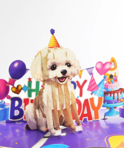 Poodle Pop-Up Birthday Card: