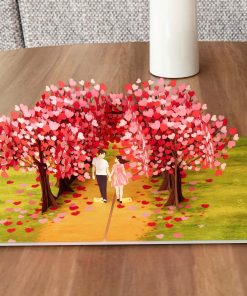 Romantic Heart Tree Scene pop up card