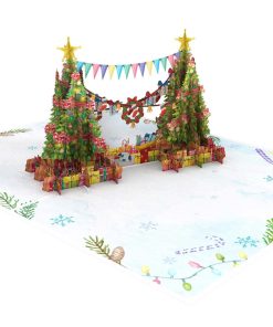 Two Big Christmas Tree Pop Up Card
