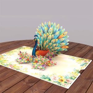 Colorful Peacock Pop Up Card