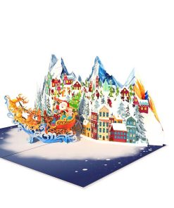Winter Town & Santa Sleigh Pop-Up Card