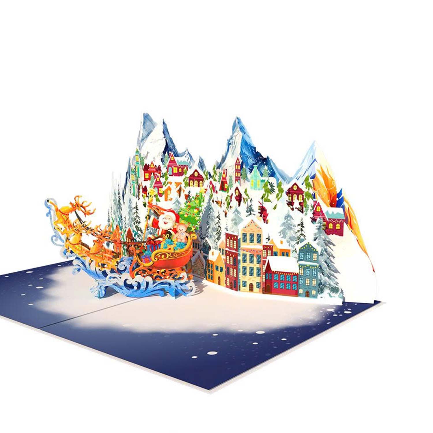 Winter Town & Santa Sleigh Pop-Up Card Winter Town & Santa Sleigh Pop-Up Card