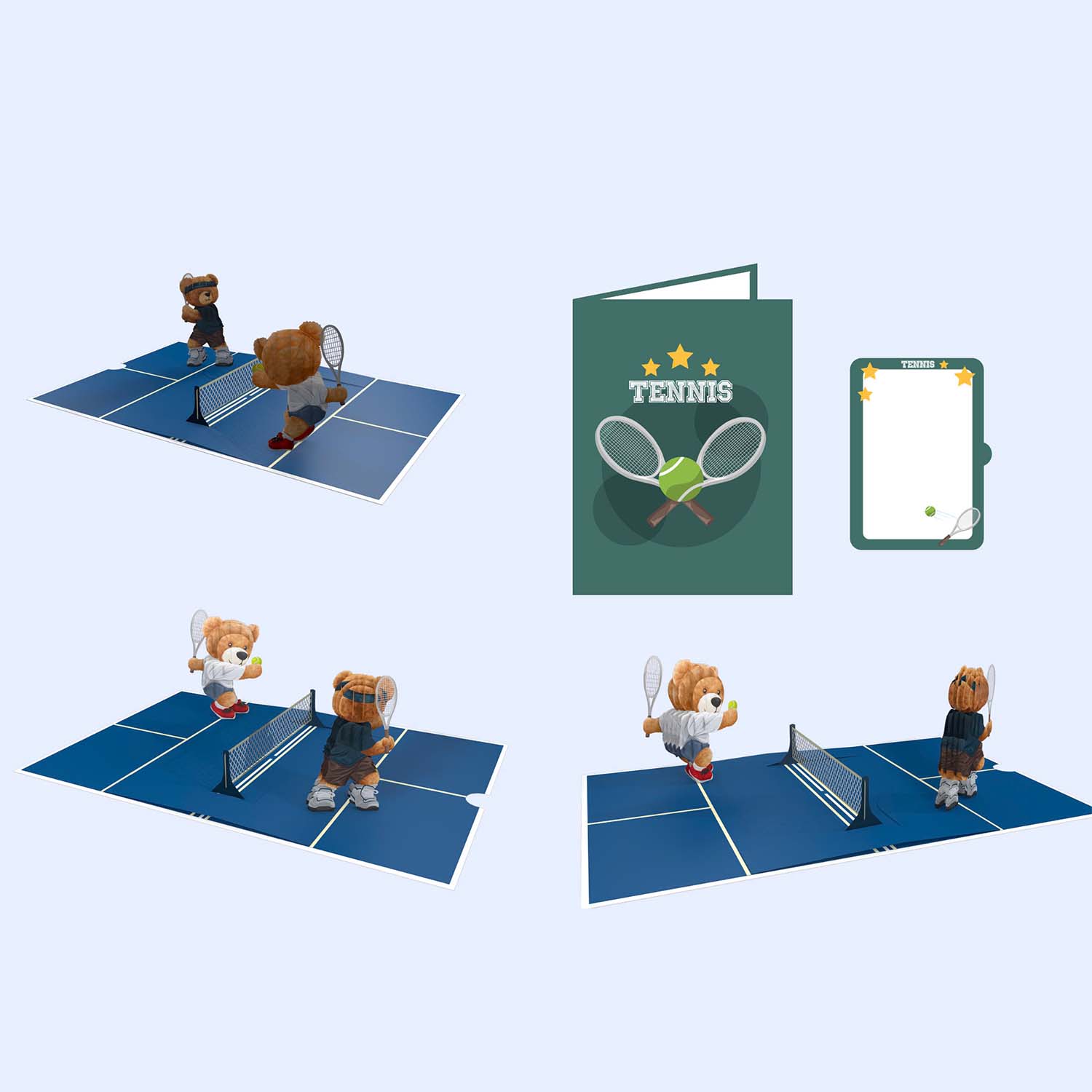 Tennis Players 3D Pop Up Greeting Card Tennis Players 3D Pop Up Greeting Card